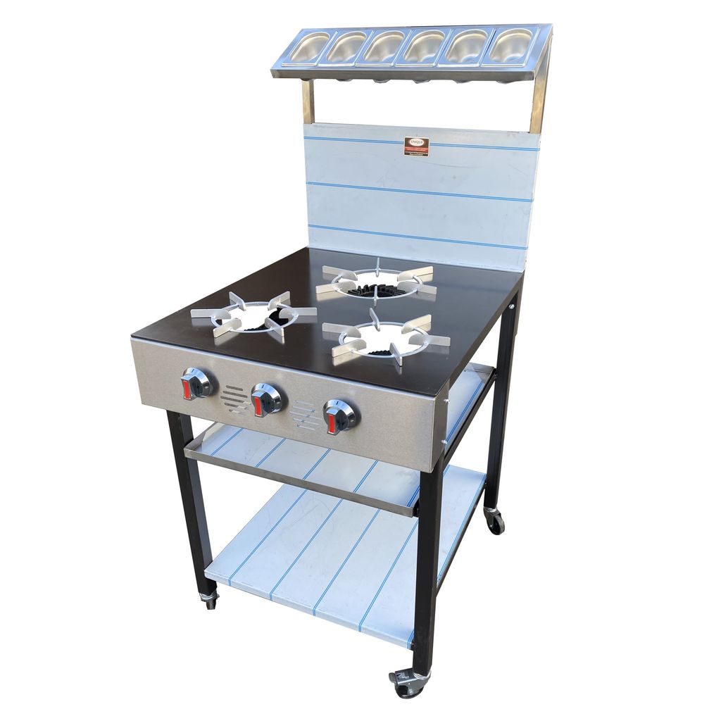 3 Burner Commercial Gas Cooker Indian Style