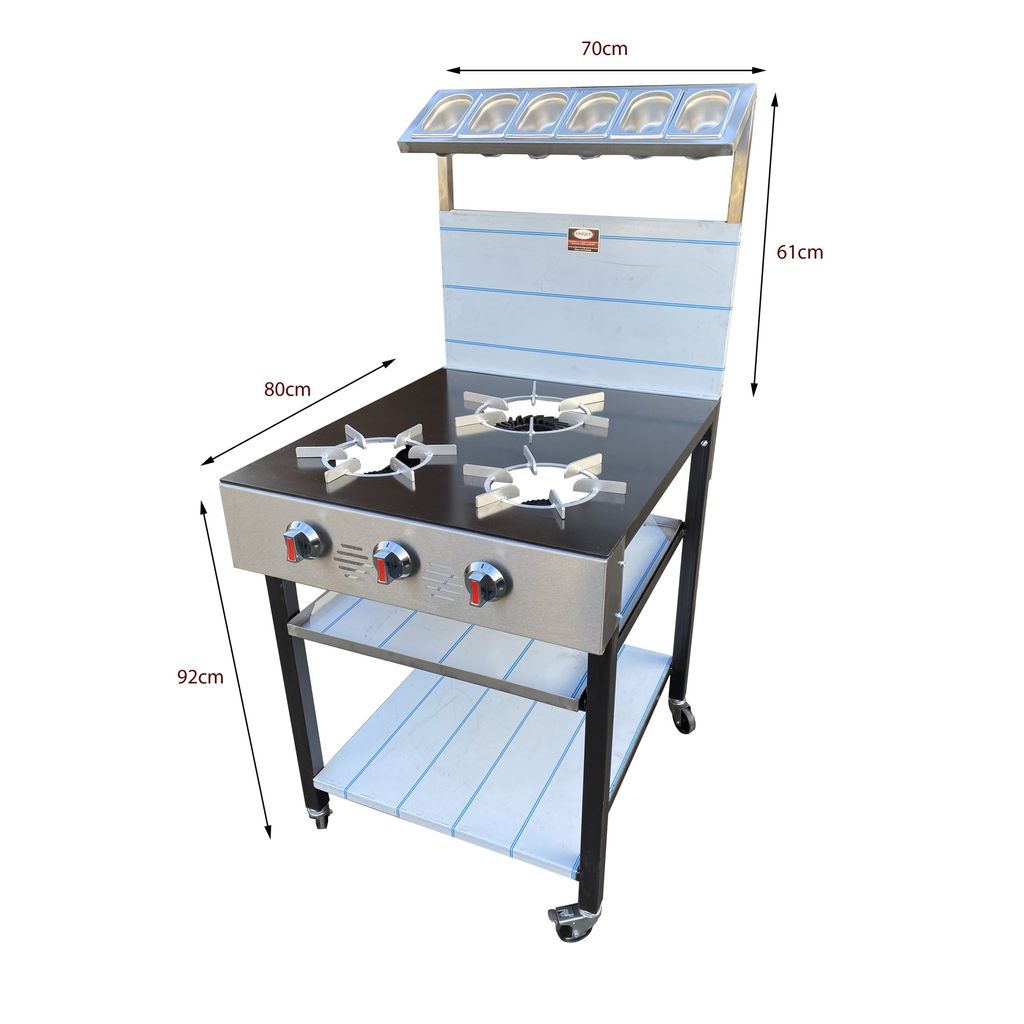 3 Burner Commercial Gas Cooker Indian Style - Image 3