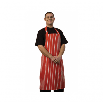 Butchers Stripe Red Bib Apron