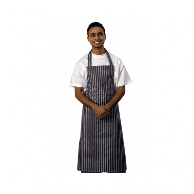 Nylon Blue White Stripe Bib Apron