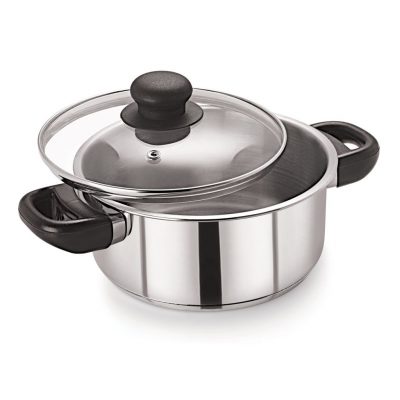 24cm Stainless Steel Casserole With Glass Lid (5124)