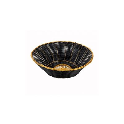 Round Basket Black with Gold Trim (7908)